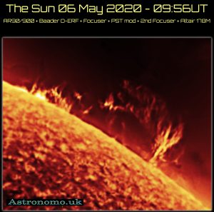 The Sun 06 May 2020 - 09:56UTAR90/900 + Baader D-ERF + Focuser + PST mod + 2nd Focuser + Altair 178M